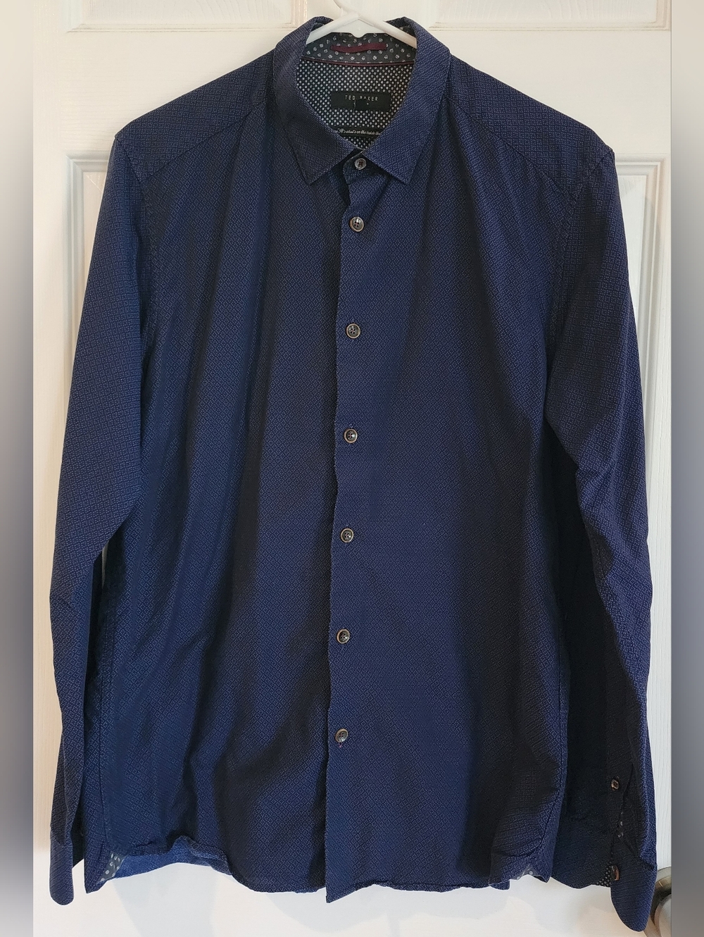 Ted Baker London Navy Blue Long Sleeve Button Down Shirt Men's 4